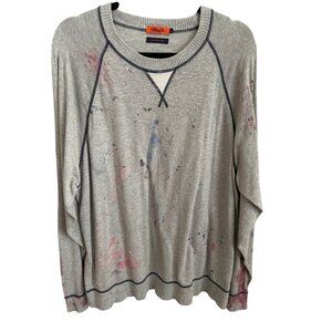 Marc Echo Gray Cotton Paint Splatter Raglan Sweatshirt XL Urban Y2K